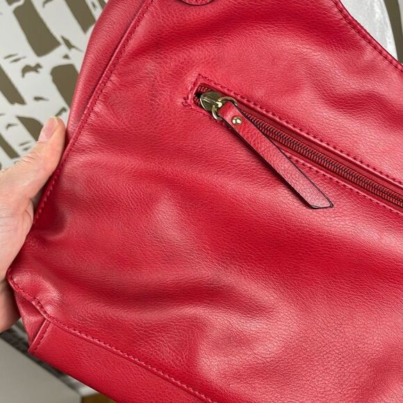 Nicole by Nicole Miller Red and Gold Studded Faux Leather Crossbody Bag - Picture 11 of 14